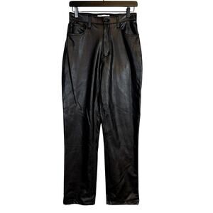Abercrombie & Fitch 90’s Straight Ultra High Rise Vegan Leather Black Pants - 27